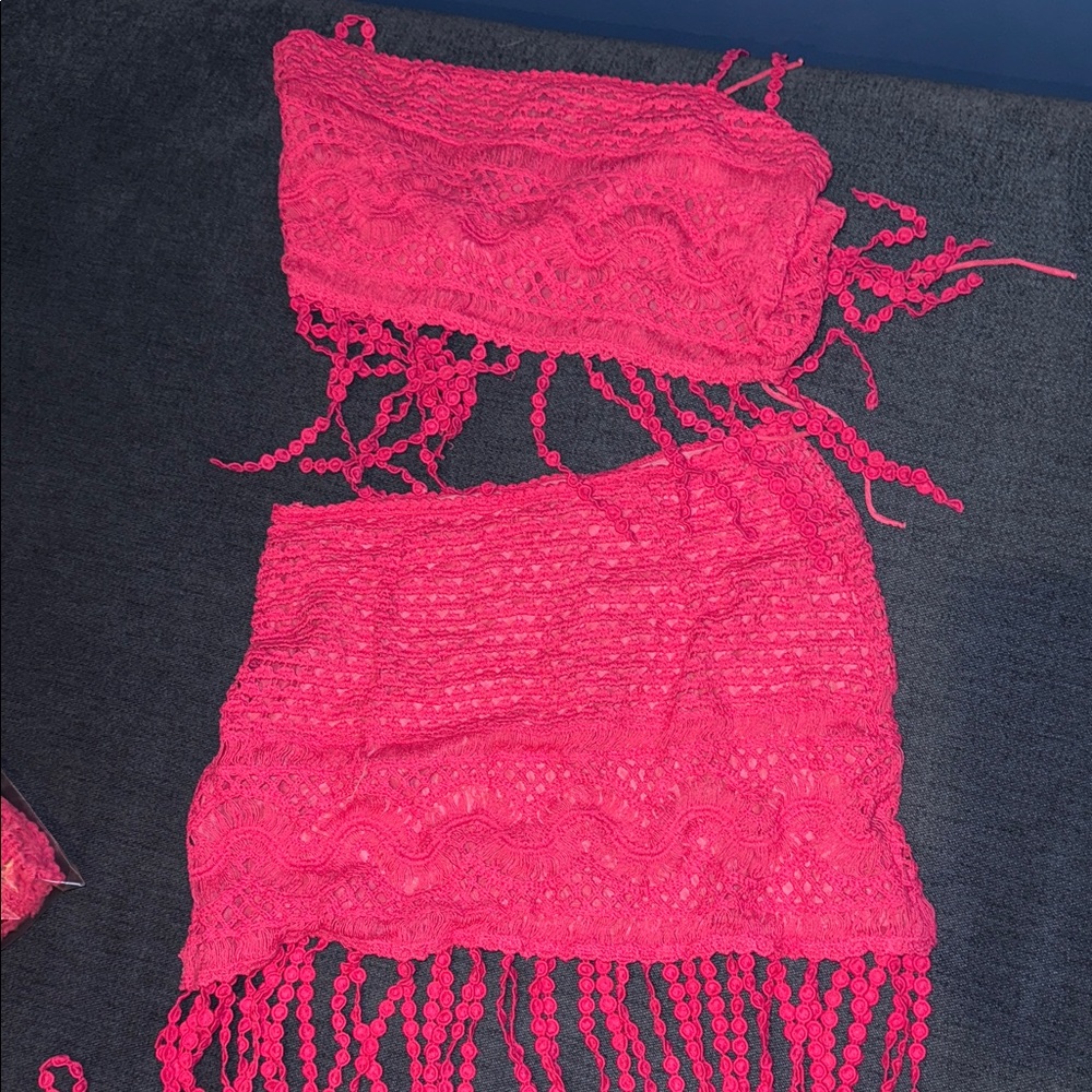 Agua Bendita Pink Crochet Swim Coverup